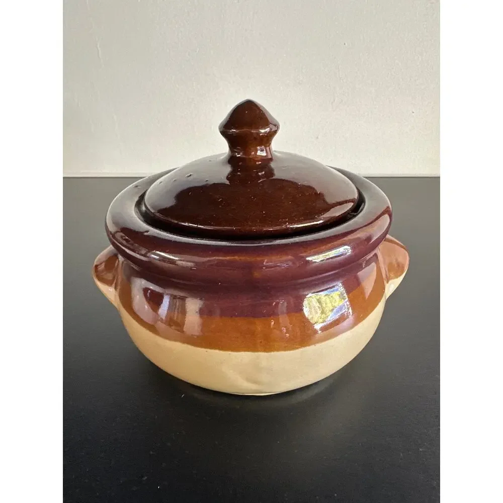 (2) Vintage Pottery Soup/Chili Bowls French Onion Soup Oven Baked Beans